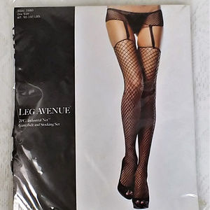 2 Pc Industrial Net Garter Belt & Stockings NWOT